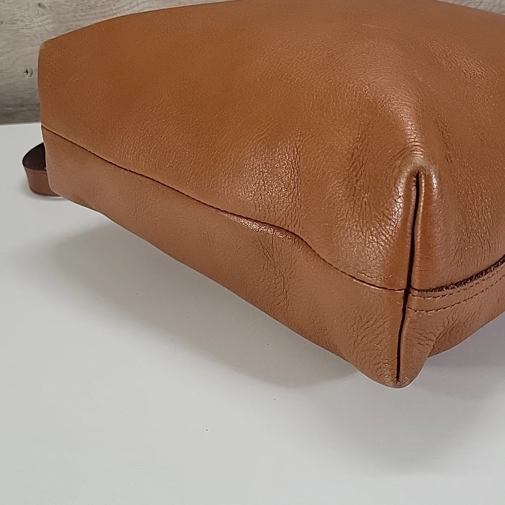 Small Madewell Tan Leather Tote Bag with Removable Strap